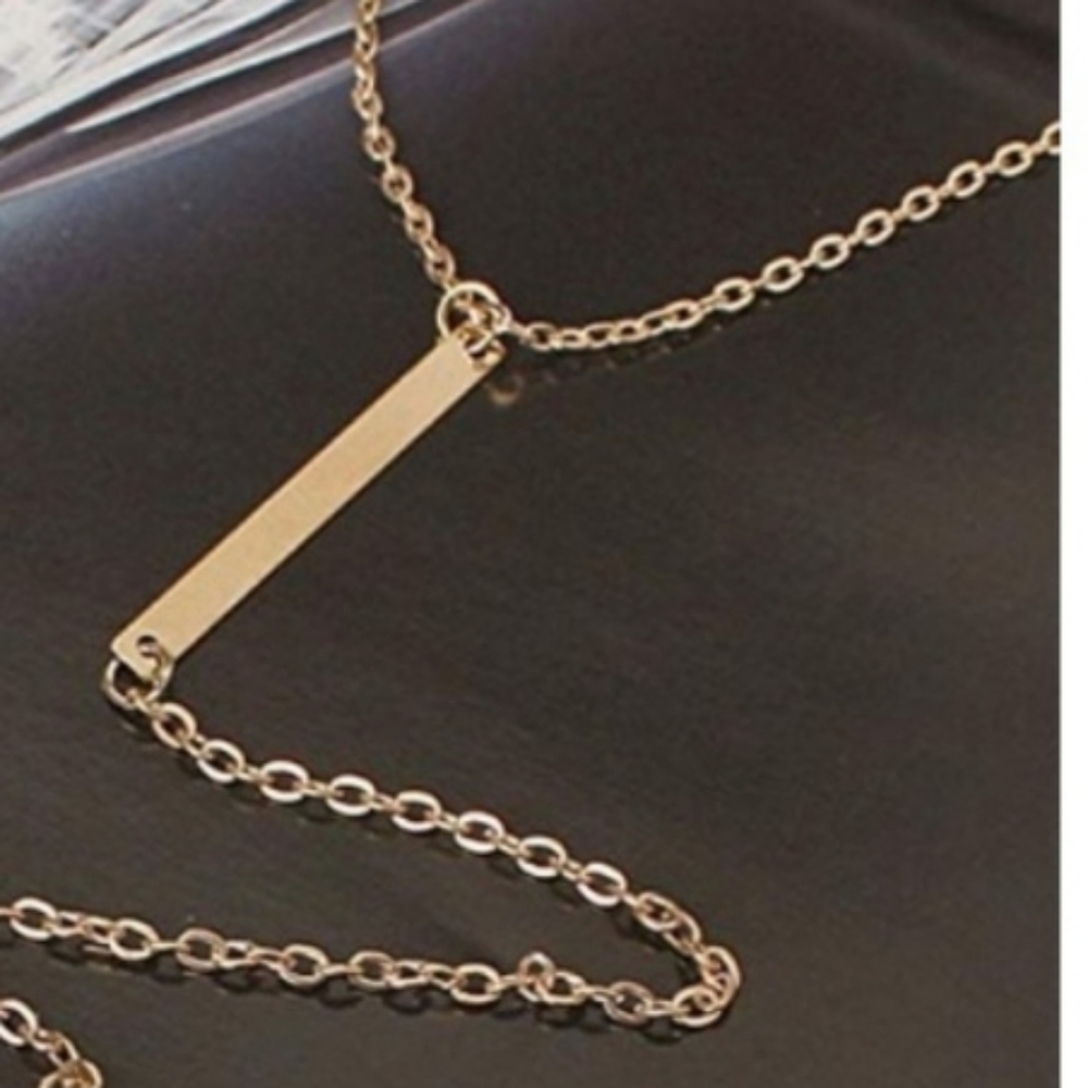 Gold Minimalist Geometric Triangle Drop Y Necklace - Picture 2 of 4